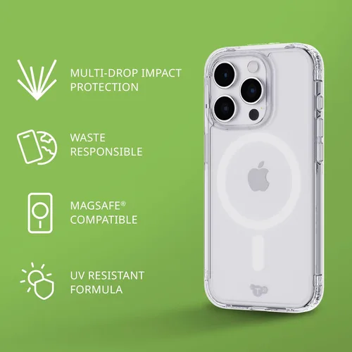 Vista 4 de Tech21 Evo - Funda transparente para iPhone 15 Pro, compatible con MagSafe, funda de protección contra impactos, transparente