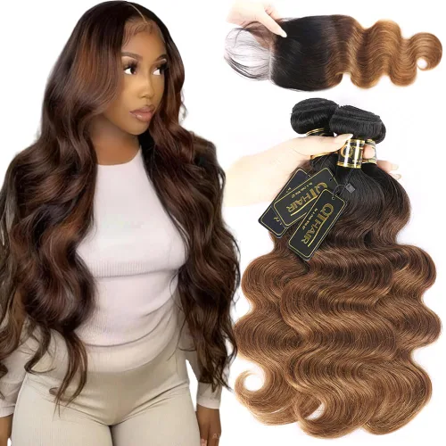 Vista 28 de QTHAIR Extensiones de cabello humano brasileño ondulado de grado 18A #613 con cierre de encaje HD 4x4