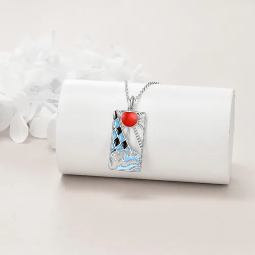 Vista 4 de CRMAD Collar de anime para mujer de plata de ley Demon Slayer Pedant