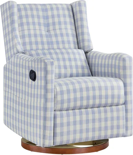 Vista 9 de KISLOT Silla reclinable giratoria, planeador manual para guardería, cuadros Cuadros azules