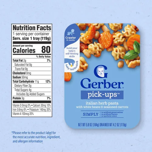 Vista 2 de Gerber Alimento para bebés de pasta italiana de hierbas etapa 3, 5.8 onzas