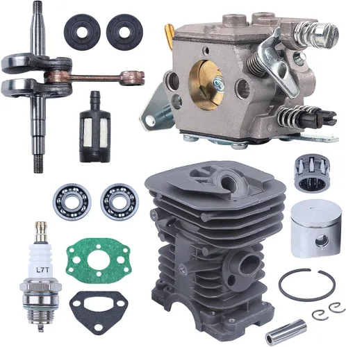 Vista 7 de Kit de carburador de cilindro de cigüeñal de 1.496 in para Husqvarna 137 142 136 141 piezas de motosierra 530069940,530 02 97 94, 530029794