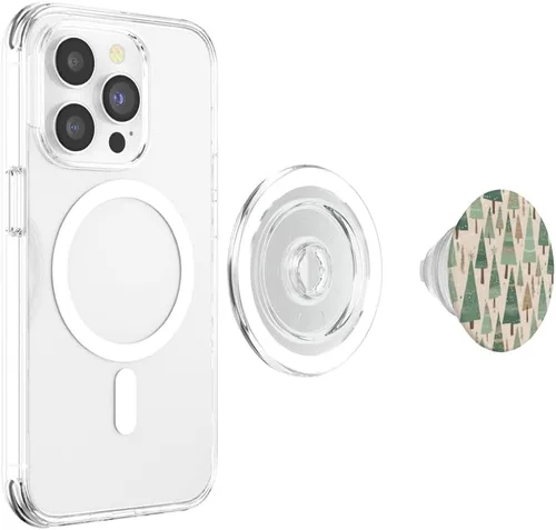 Vista 4 de Árboles de Navidad inspirados en Boston neutros PopSockets MagSafe PopGrip para iPhone