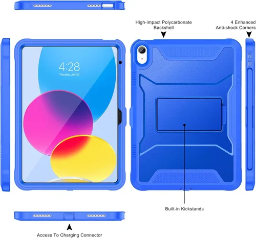 Vista 3 de Funda Soke para iPad (A16) de 11ª generación de 11 pulgadas 2025, iPad de 10ª generación de 10.9 pulgadas 2022, con protector de pantalla
