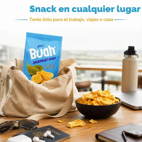 Vista 7 de Chicles de Jaca 7 Oz Jans Buah - Chips de Jaca Secas, Snack de Fruta Sin Gluten, Experiencia Auténtica de Fruta, Fruto de Jaca Seco, Deshidratado