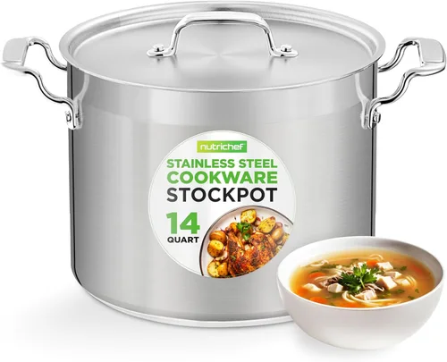 Vista 9 de NutriChef - Olla grande de acero inoxidable de 5 cuartos con tapa - 18/8 Grado alimenticio resistente, olla grande de acero inoxidable
