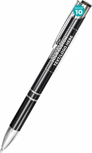 Vista 9 de DISCOUNT PROMOS Juego de 10 bolígrafos de aluminio personalizados, paquete a granel personalizado, tinta negra, ideal para oficina, escuela