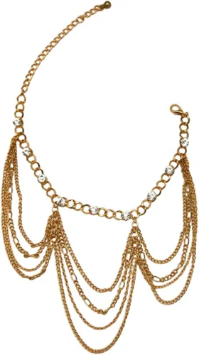 Vista 8 de Pulsera de metal dorado con cadena de botas occidentales para mujer, dije envolvente con múltiples ondas, Metal