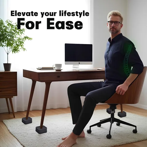 Vista 6 de ANNKUT Elevadores de cama y elevadores de muebles, bloques de elevación ajustables resistentes para sofás, escritorios y sillas, elevan 1.5