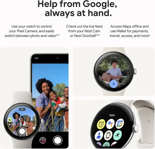 Vista 9 de Google Pixel Watch 3 (41mm) Modelo más reciente - Reloj inteligente Android - Caja de aluminio negro mate - Banda Obsidian - LTE (reacondicionado)