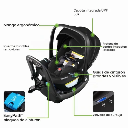 Vista 2 de Diono LiteClik30 RXT SafePlus Asiento de Coche Infantil y Base, Orientado hacia Atrás para Bebés de 4 a 13.6 kg, Ingeniería SafePlus, con Inserción