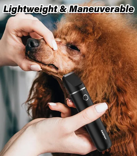 Vista 5 de Casfuy - Cortador de pelo inalámbrico para patas de perro, cortaúñas de ruido bajo para perros pequeños con cuchillas dobles, USB recargable Negro
