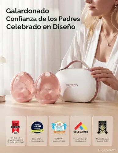 Vista 4 de Momcozy Extractor de leche portátil BP334 Air 1, 2 unidades rojo