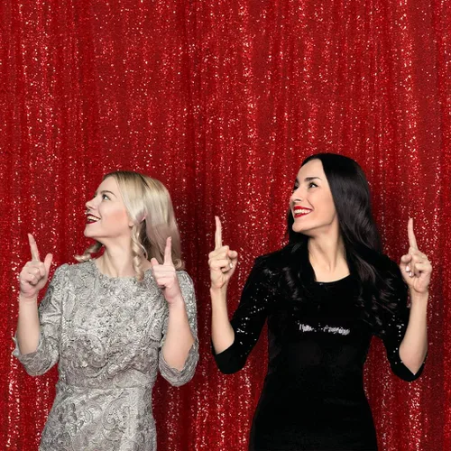 Vista 9 de Juya Delight 2 x 8 pies x 2 piezas, cortina de fondo de fotografía de lentejuelas doradas para fiesta, banquete, festival, boda, aniversario