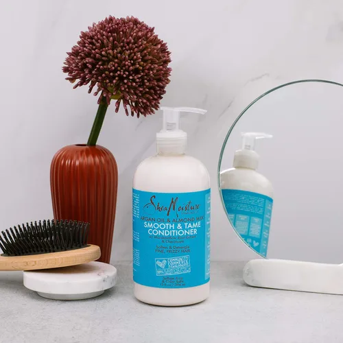 Vista 3 de SheaMoisture Acondicionador suave y domesticado para cabello encrespado Aceite de argán y leche de almendras 13 oz