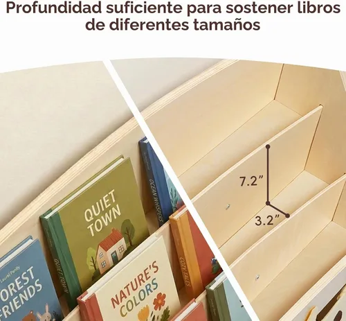 Vista 5 de OOOK Estantería de madera para niños con 3 cajas de almacenamiento