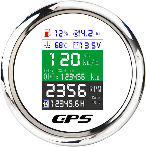 Vista 16 de ELING Voltímetro multifuncional 4 en 1 de 3.346 in, presión de aceite, nivel de combustible, medidor de temperatura del agua 9-32 V para automóvil