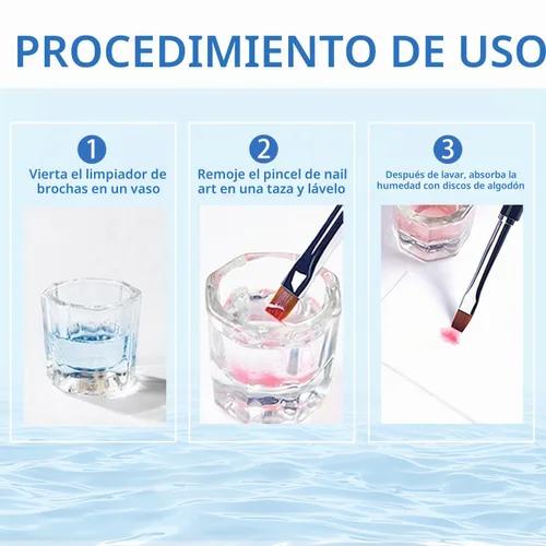 Vista 7 de Solución de limpieza de cepillos de uñas – 1.4 fl oz de acrílico para arte de uñas líquido limpiador para manicura, cepillo de uñas de limpieza 80