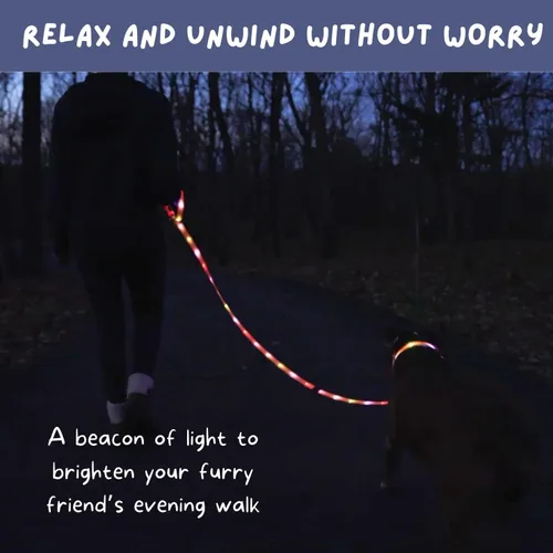 Vista 2 de Correa LED para perros para paseos nocturnos seguros y pacíficos, correa de perro con luz LED de alta visibilidad, correa iluminada para perro