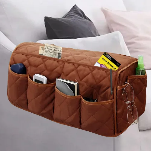 Vista 8 de MEHIDFY Organizador de sillón, organizador de reposabrazos de sofá impermeable, organizador de sillón reclinable antideslizante, soporte para mando
