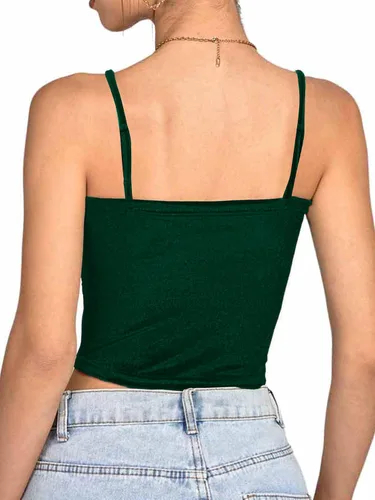 Vista 2 de Vrtige Camiseta corta sin mangas con tirantes delgados de terciopelo para mujer
