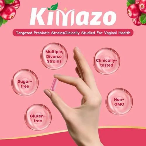 Vista 7 de KIMAZO Probióticos vaginales para mujeres, 42 mil millones de UFC promueven el equilibrio del pH, olor vaginal saludable y salud del tracto urinario