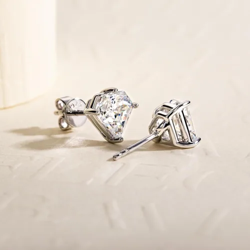 Vista 5 de 3cttw-6cttw Cubic Zirconia Stud Earrings 5A Grade CZ Diamond Shaped Earrings for Women Men