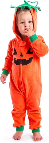 Vista 3 de Tipsy Elves Lindo pijama de calabaza naranja con capucha para vestir y fotos familiares para bebés y niños pequeños talla unisex