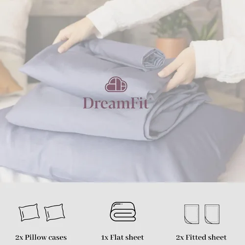 Vista 12 de DreamFit bamboo 5 sábanas cómodas premium (línea 2015), Rayón derivado del bambú, Azul, gemelo