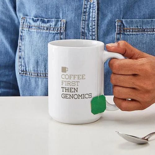Vista 4 de CafePress Coffee Then Genomics - Taza de café de cerámica, taza de té, 15 onzas