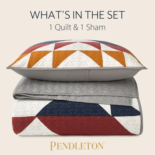 Vista 3 de Pendleton Explorer - Juego de ropa de cama individual con 1 funda de almohada, ropa de cama de algodón de lujo, colchas acolchadas ligeras, colcha