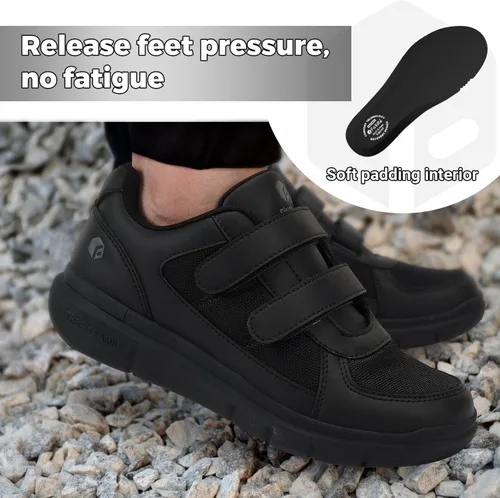 Vista 6 de FitVille Zapatos para diabéticos para hombre extra anchos, zapatos diabéticos para hombre para neuropatía, pies hinchados, alivio del dolor
