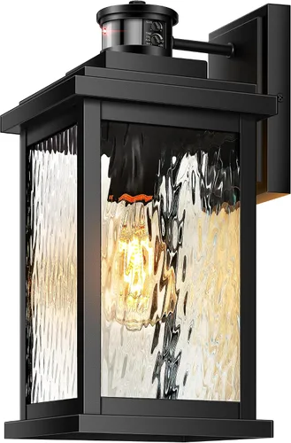 Vista 12 de VIANIS Luces para exteriores con sensor de movimiento, iluminación de anochecer a amanecer para casa, luces de grano de madera para garaje, farol