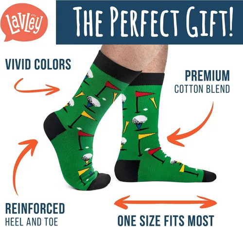 Vista 2 de Lavley Funny Socks For Men - Novelty Gifts For Sports Fans, Golfing, Pickleball, Weight Lifting, Racing and More