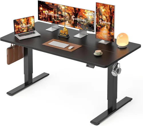 Vista 14 de CubiCubi Escritorio eléctrico de pie de 48 x 30 pulgadas, escritorio de pie ajustable en altura con ajustes preestablecidos de memoria, escritorio