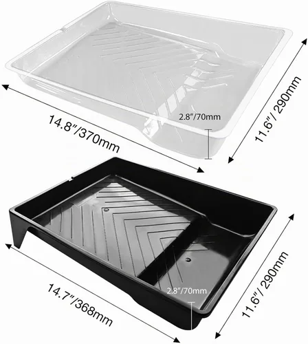 Vista 2 de Great Andrew Paquete de 4 Forros para Bandejas de Pintura de 9 Pulgadas, 2 Bandejas de Plástico Resistente con 2 Forros Desechables para Bandejas