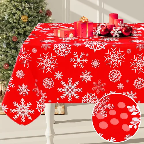 Vista 60 de Smiry - Mantel cuadrado de vinilo impermeable con respaldo de franela para mesas cuadradas, manteles de plástico lavables a prueba de derrames