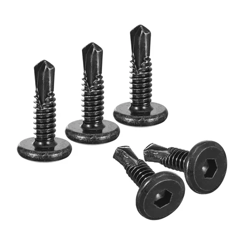 Vista 14 de uxcell Tornillos Autorroscantes de Encaje Hexagonal, 1/4 x 1 Acero Inoxidable 410 Tornillo de Perforación de Cabeza Plana para Chapa Metálica 100