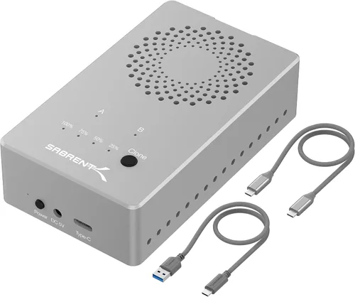 Vista 9 de Sabrent Caja sin herramientas USB 3.2 Tipo-C para SSD M.2 PCIe NVMe y SATA (EC-SNVE)