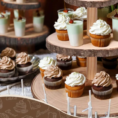 Vista 5 de Ayfjovs Soporte de madera para cupcakes de 5 niveles, soporte de madera rústica para tartas, soporte de exhibición de postres, rebanadas de madera