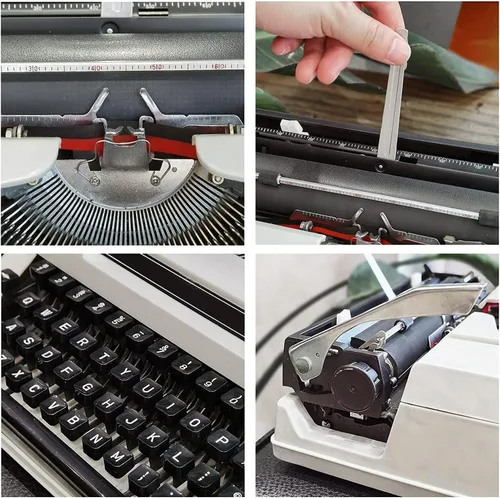Vista 7 de Máquina de escribir vintage de uso normal, máquina de escribir inglesa, 1980 Nostalgia clásica portátil retro máquina de escribir manual, máquina