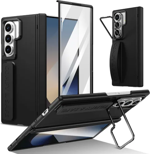 Vista 7 de Correa de muñeca para Samsung Galaxy Z Fold 5, protector de pantalla integrado, protección de bisagra, soporte de cámara, diseño de pulsera