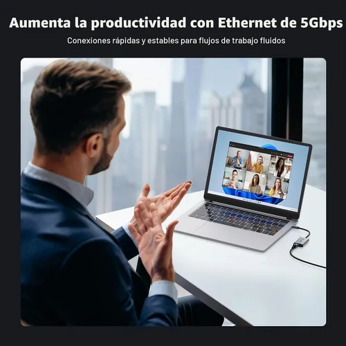 Vista 4 de Cable Matters Adaptador USB C a Ethernet de 5 Gb con carga de 140 W