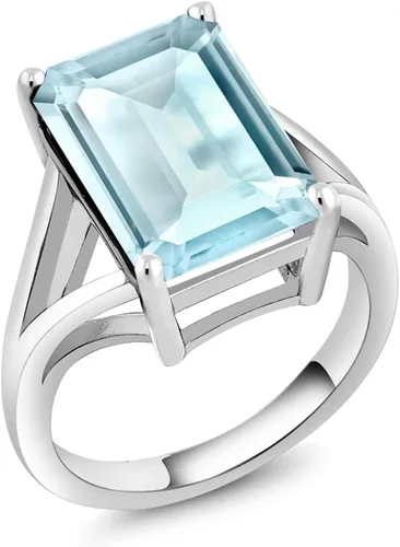 Vista 19 de Gem Stone King Anillo de compromiso solitario con piedra preciosa de corte esmeralda de 0.551 x 0.394 in para mujer, plata de ley 925, anillo