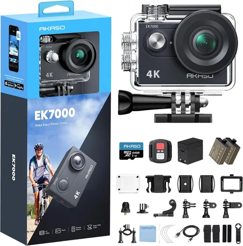 Vista 12 de Videocámara sumergible DV con wifi AAKASO EK7000 4K Action Camera Sports. Negro
