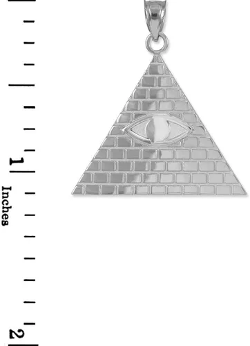 Vista 2 de Collar con colgante de plata de ley 925 con dije de pirámide de ojo de Providencia Illuminati