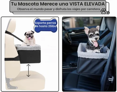 Vista 5 de Asiento de coche para perros pequeños de menos de 20 libras, asiento elevador con marco de metal, tela Oxford de doble capa, correa de seguridad