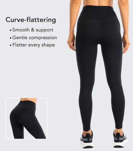 Vista 4 de Ukaste - Leggings de yoga esenciales de estudio de mujer con cintura alta de 25" - Mallas de entrenamiento activas de suave estiramiento hasta