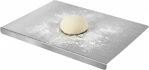 Vista 7 de Sakerplus Tabla de cortar de acero inoxidable con borde antideslizante, tabla de cortar de cocina para hornear, carne, verduras y pan, apta