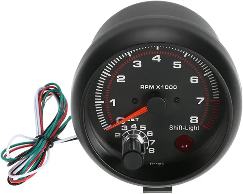 Vista 5 de 3.75 pulgadas de coche universal negro tacómetro blanco luz de cambio entre 0-8000 RPM, solo para vehículos de gasolina de 12 V